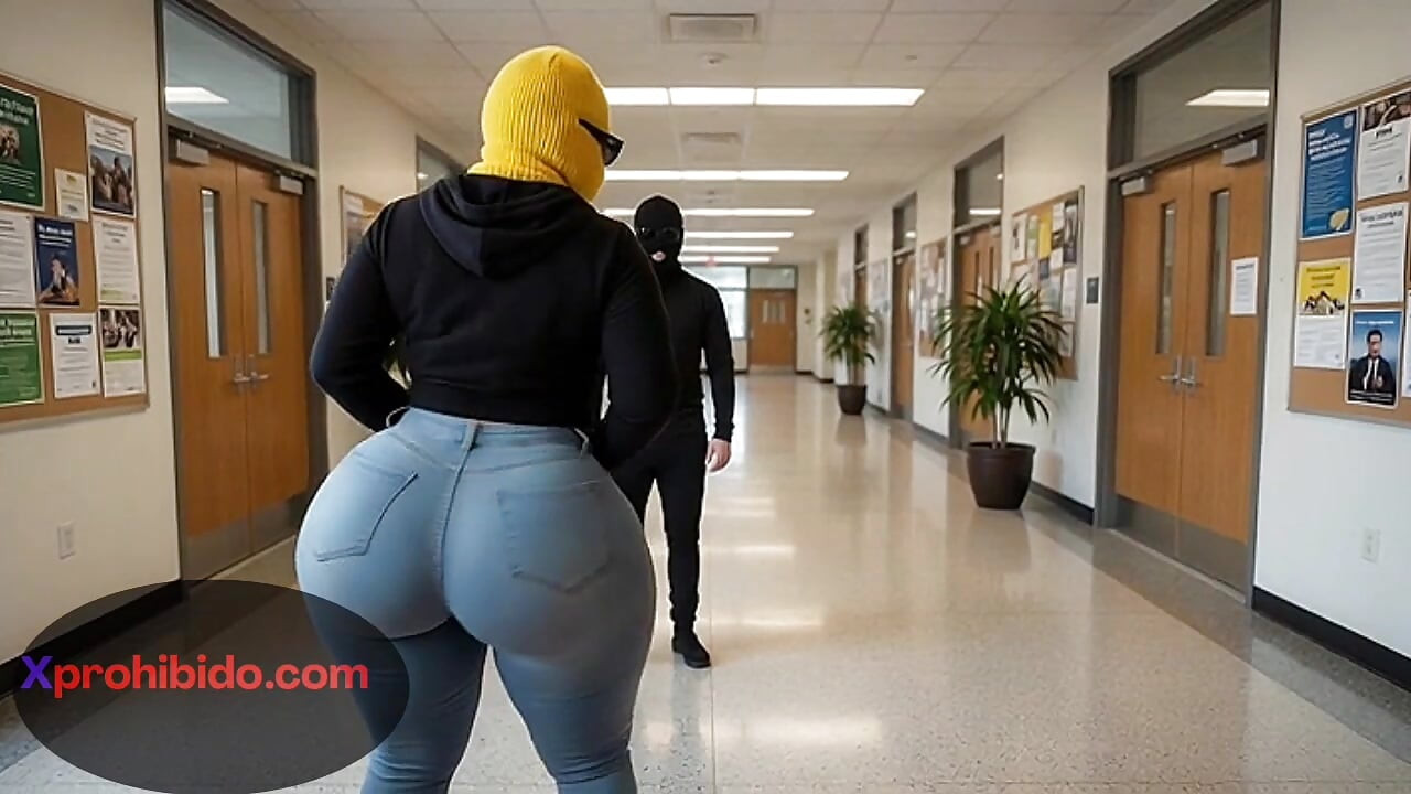 Menina rabuda movendo sua bunda enorme em fio dental fino