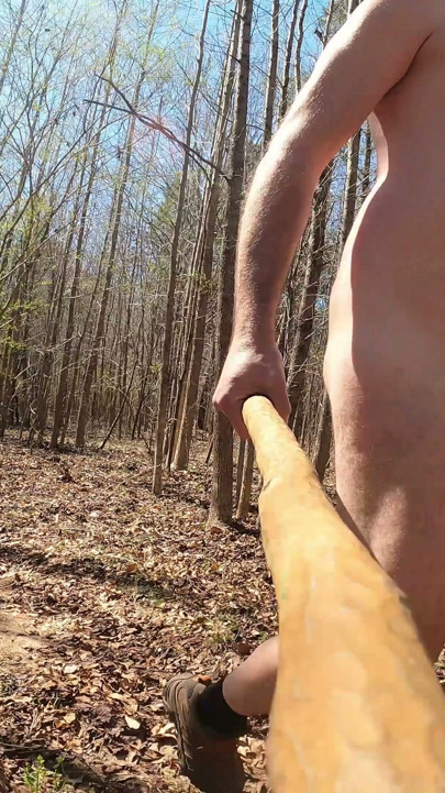 Uncut cock naked hike on an abandoned country lane Cumshot finally. | Clip 1