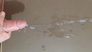 Huge Cumshot on table with moaning