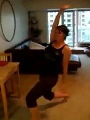 a crazy woman with hairy armpits is dancing