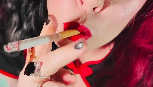 Miss Tina Snua Would Love To Smoke With You - Smoking A Cork cigarette With Match Light Up
