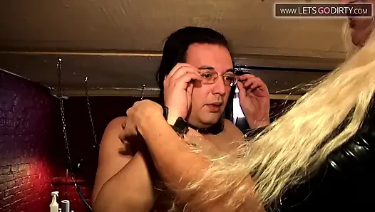Hot guy gets dick massaged till he cums while bound