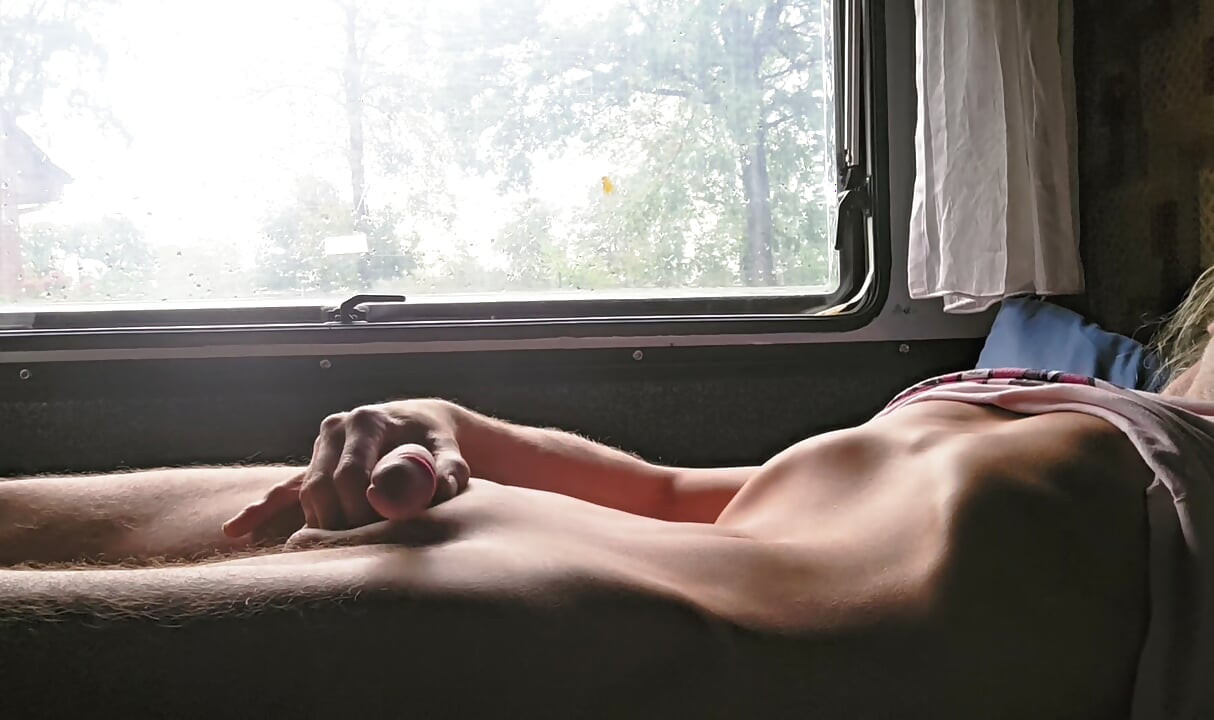 Skinny boy jerking off to Huge cumshot on his belly
