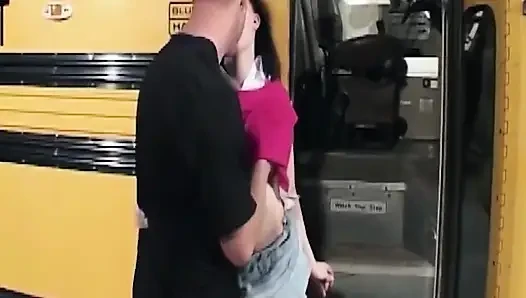 Mature Brunette MILF Fucked Hard on College Bus