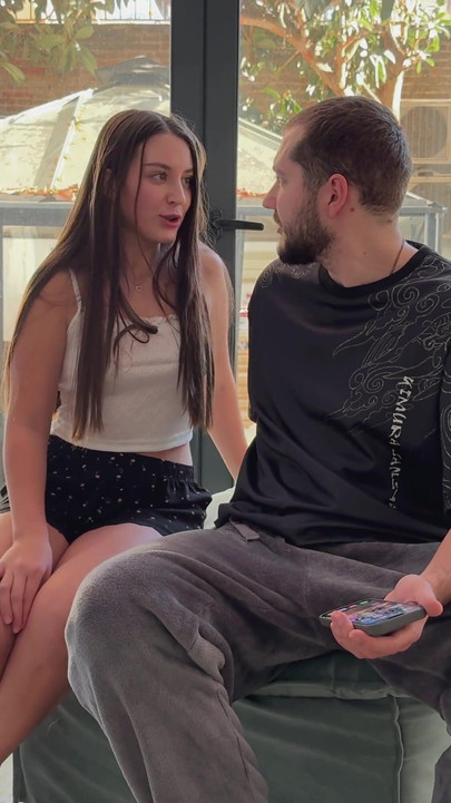 Stepbrother Jerking Off on Step Sis But she Caught Him and Join to Handjob and Fuck with Old Step Brother | Clip 1