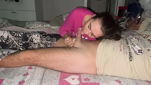 Morning Blowjob and Deepthroat with My Hot Wife