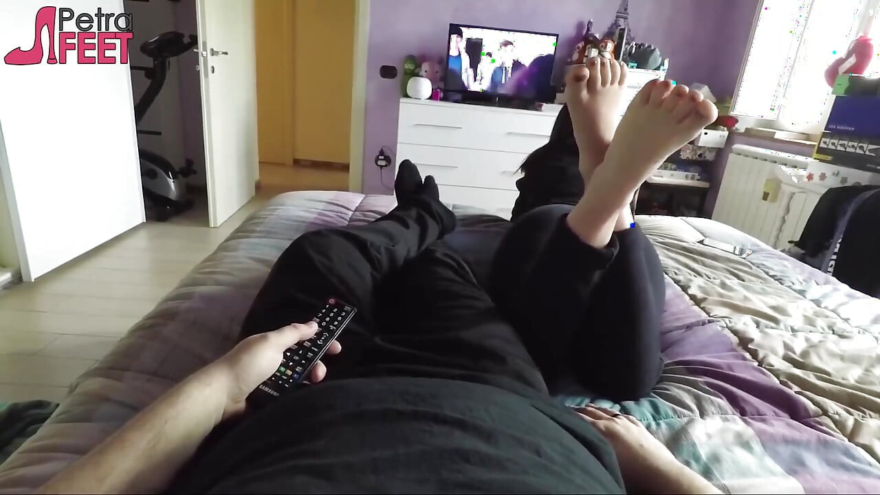 Sexy Petra touches him with her feet