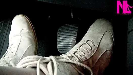 Driving and Pedal Pumping in Suede Soft Flat Boots