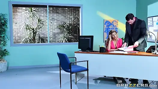 Blonde August Ames Abandons Her Office Work to Seduce Charles for a Hard Cock