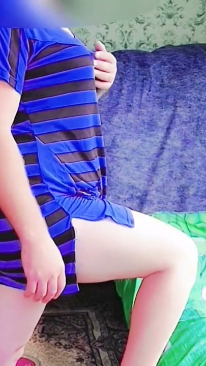 Naughty femboy peeking around corner with teasing smile | Clip 1