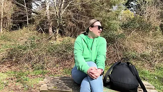 Desperate Outdoor Wetting Jeans on the Public Trail