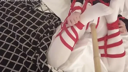 Mz17 - a White-stockinged Nun Bound by a Red Rope, a Nautical Restraint