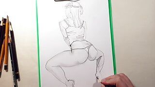Как нарисовать сексуальные горячие девушки карандашом, быстрый набросок