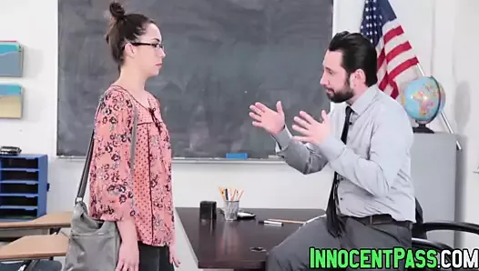 Slutty Geneva King shows her special skill to her teacher