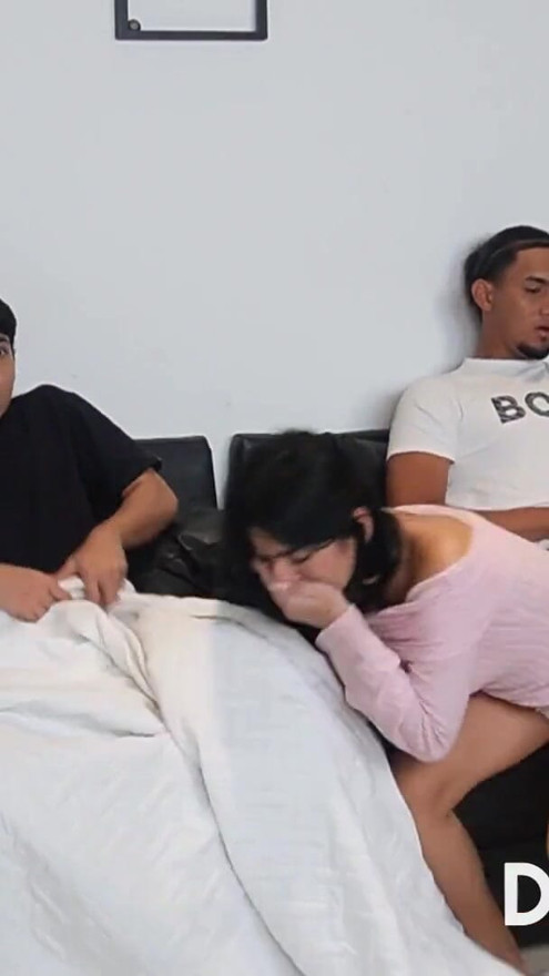 WE'RE ALL WATCHING A MOVIE WHEN MY STEPDAUGHTER SECRETLY GIVES HER BOYFRIEND A BLOWJOB AND THEN FUCKS WITH HIS BEST FRIE | Clip 3