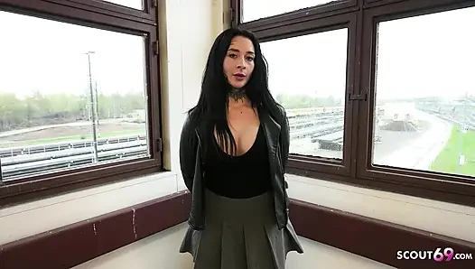 German Scout - German Big Boobs and Ass Tattoo Model Lena Desire with Split Tongue at Casting