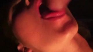 Girl receives cum in her mouth