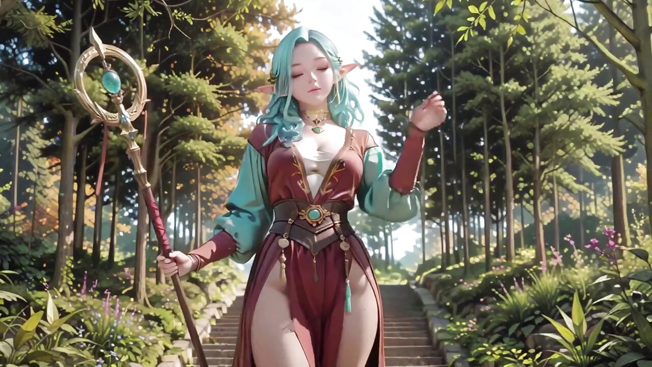 Forest Fantasy! Green-haired Mage & Blue Elf in a Private Walk