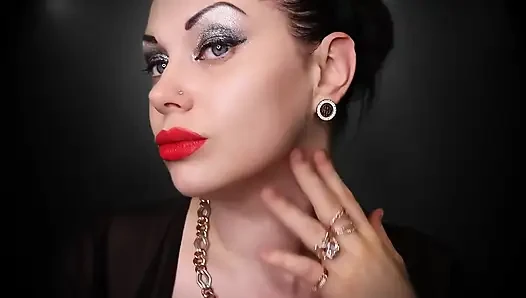 Komm auf dein alberndes gesicht, während ich meine vollen saft roten lippen anstarrte! JOI