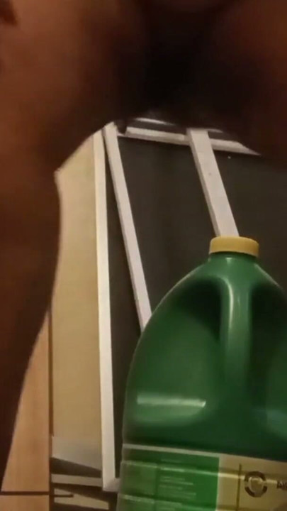 Horny naughty believer trying to break into her ass with a huge bottle | Clip 1