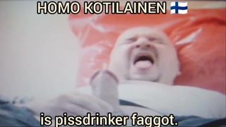 Kinky faggot from Finland jerking and drink his piss.