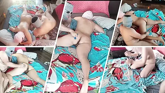 Hot foreplay with a couple, oil massage on the body.