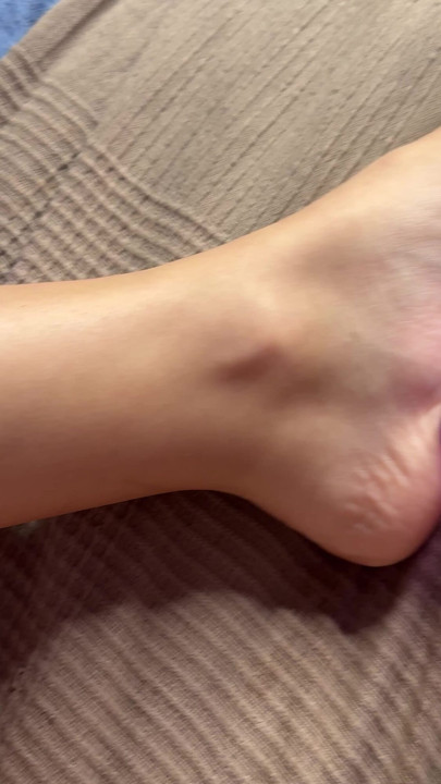 Footjob for a big dildo out of my ass