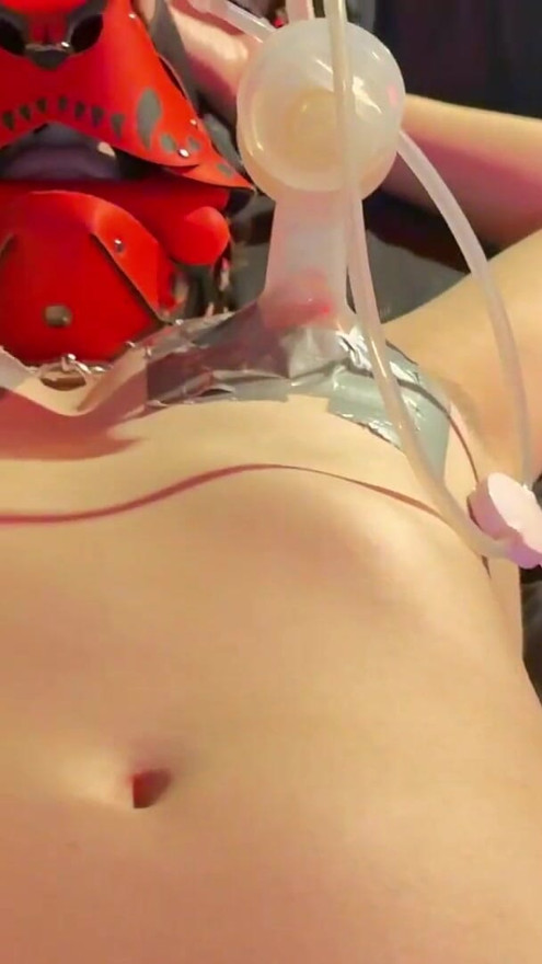 Pup girl tied up, fingered, fucked and milked with machine, watch her cum twice! | Clip 1