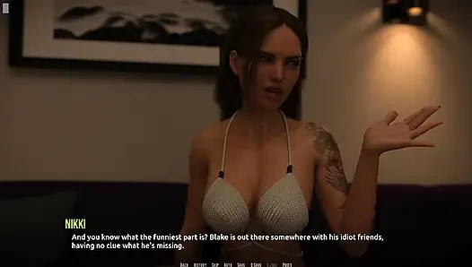 Dominos beach 25 - christie tari striptis untuk john di depan nikki & scarlett sambil ngusap toketnya