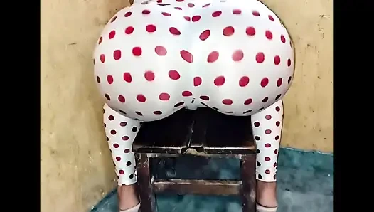 Polka-gepunktete weiße Leggings Po