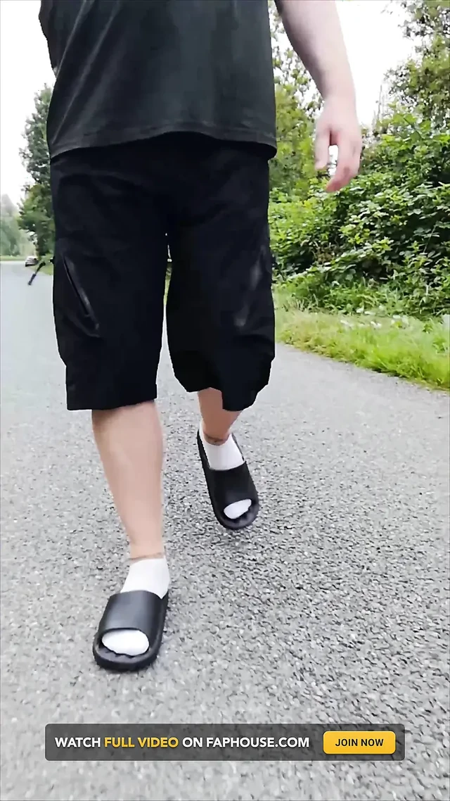 In Slippers and White Socks in Nature