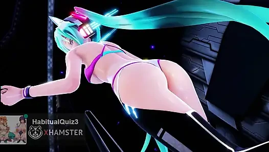 MMD R18 Miku Dirty Bomb, секс-танец с трахом с жестким дилдо, Ntr, хочу гэнгбэнг, глотание спермы, милфа 3D, хентай