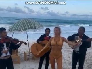 Caroline Vreeland - very thin bikini while on vacation in Tu