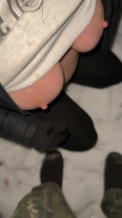 Sucking Cock and Getting Tits Frosted in 0 Degrees | Clip 1
