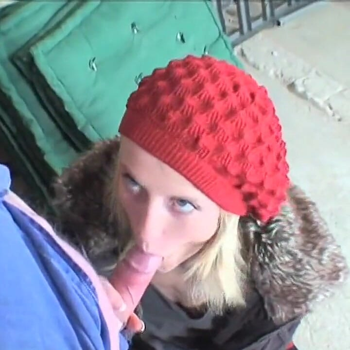 Old worker hits on a blonde teen sucking his cock