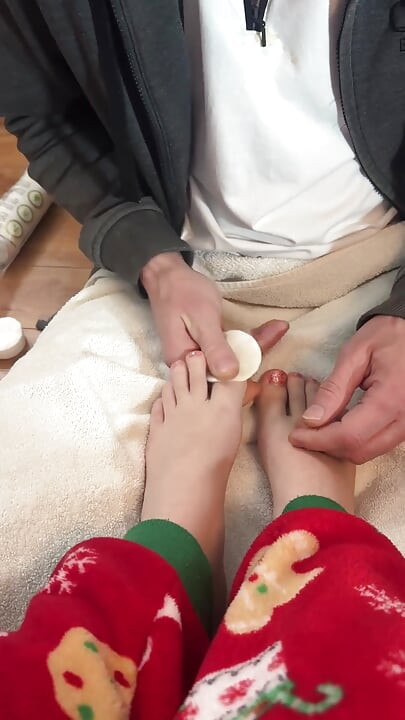 Daddy Cleans My Toenail Polish off.