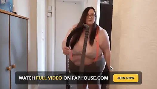 BBW SSBBW house chores in suspenders & thong