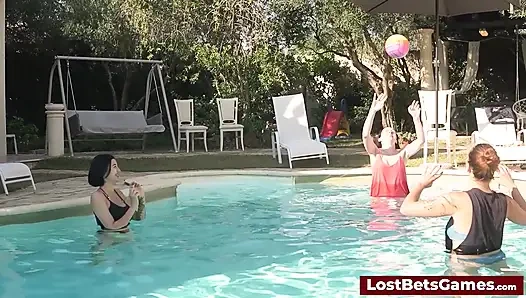 The final strip volleyball loser faces an outdoor erotic challenge