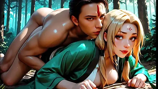 Tsunade Jiraiya Wild Sex In Forest And Onsen Blowjob Deep Big Breasts Blonde Ninja Tsunade Sucking Cock Hard Anal Onsen Water Calie