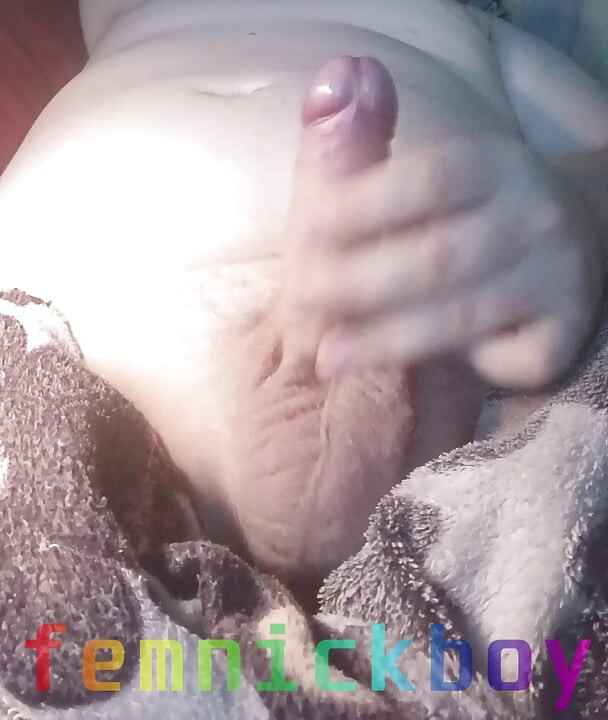 Laying in my bed, jerking my uncut cock and cumming