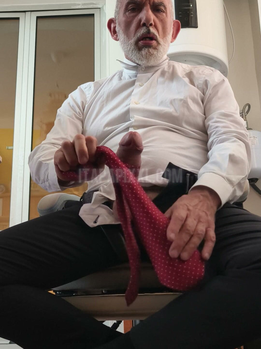 Big Daddy uncut cock working from home office...