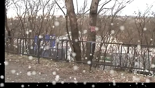 Old Man Fucks a MILF Outdoors and Cums in the Mouth of a Young Girl
