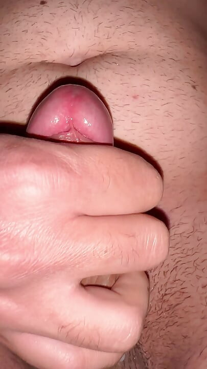 I spit on my cock and cum on me