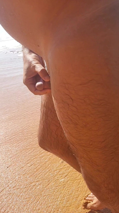 Ladysilva walking naked on the beach with her tanned ass with sexy mark