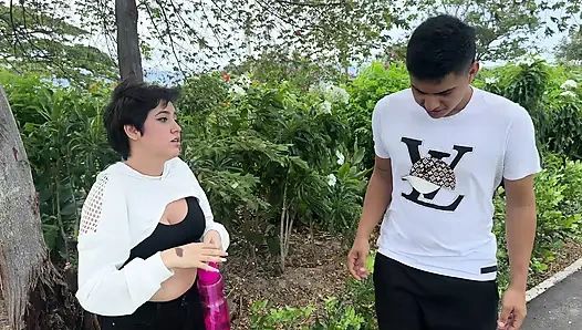 I'm Going to Jog with My Stepsister to Distract Us and Convince Her to Go Home Taking of the Fact That We're Alone to Fuck