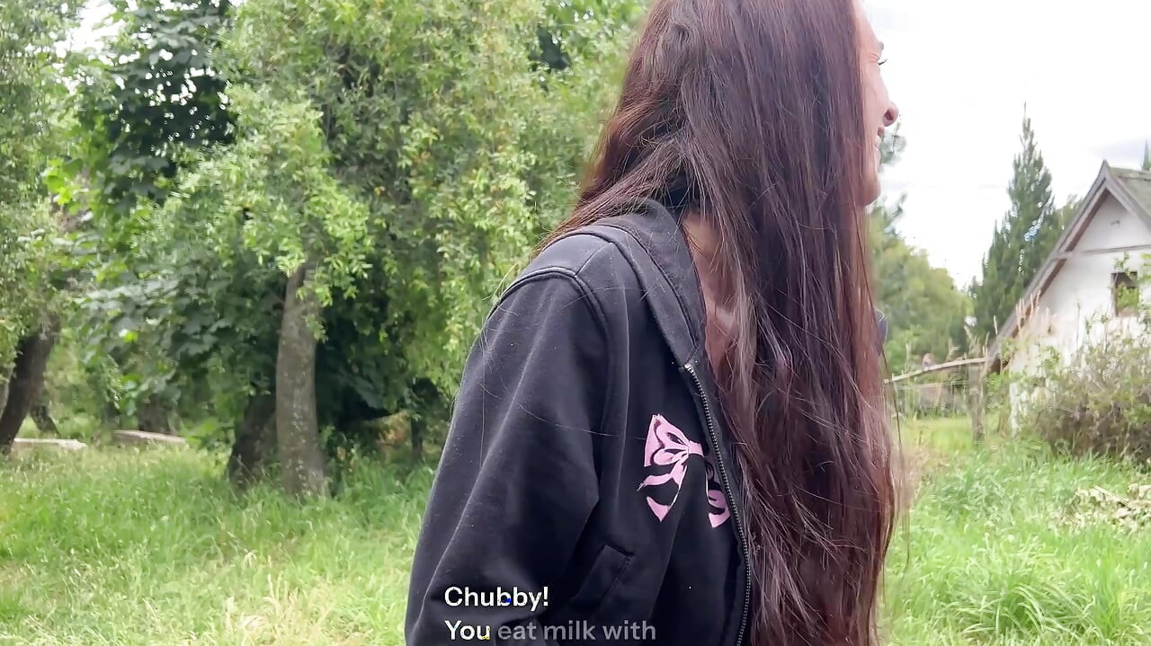 A modest village girl shows her tits and opens her ass to an impudent guy