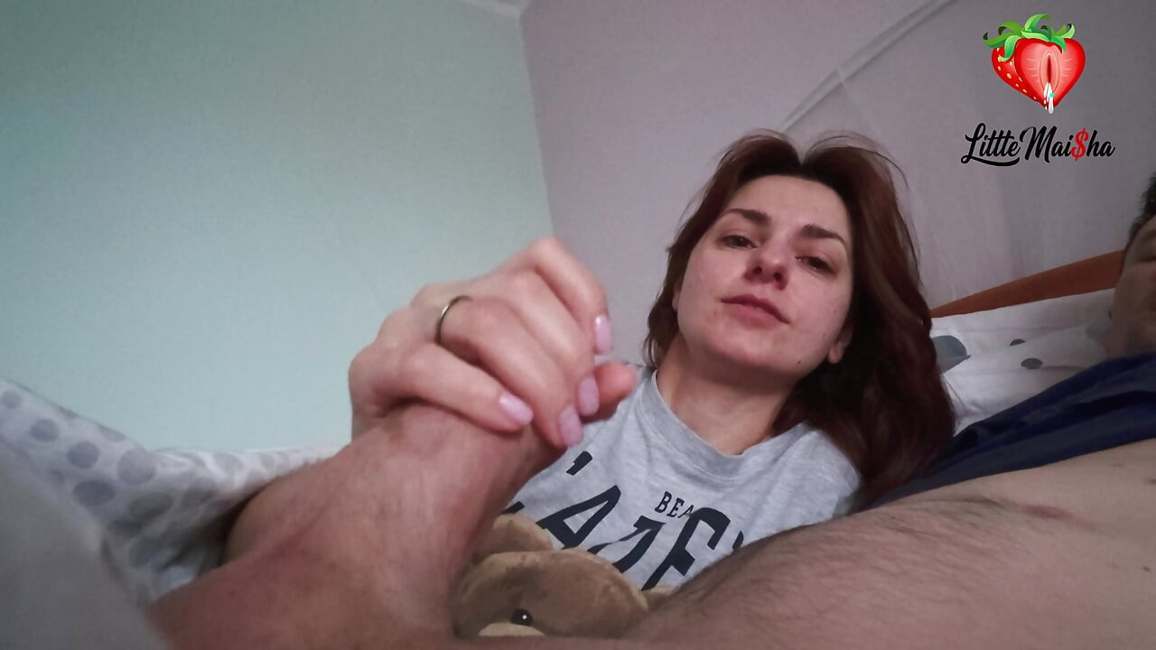 Three days and three mornings of hard cock handjob by a skinny brunette