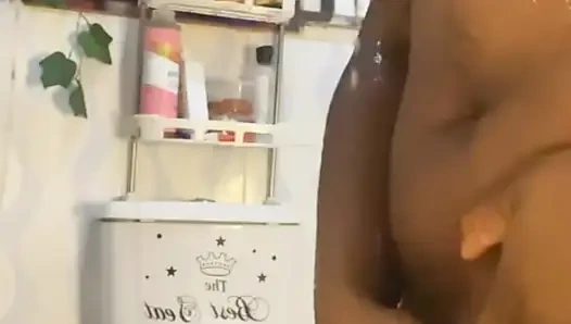 Shower, ass fingering pussy with dildo