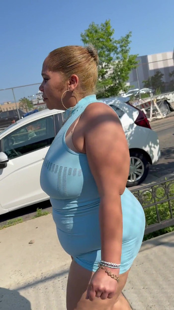 Memorable moment from "Puerto Rican Boricua Woman Thick Legs Natural Fat Ass  Mini Skirt High Heels Stilettos Walking Slow"