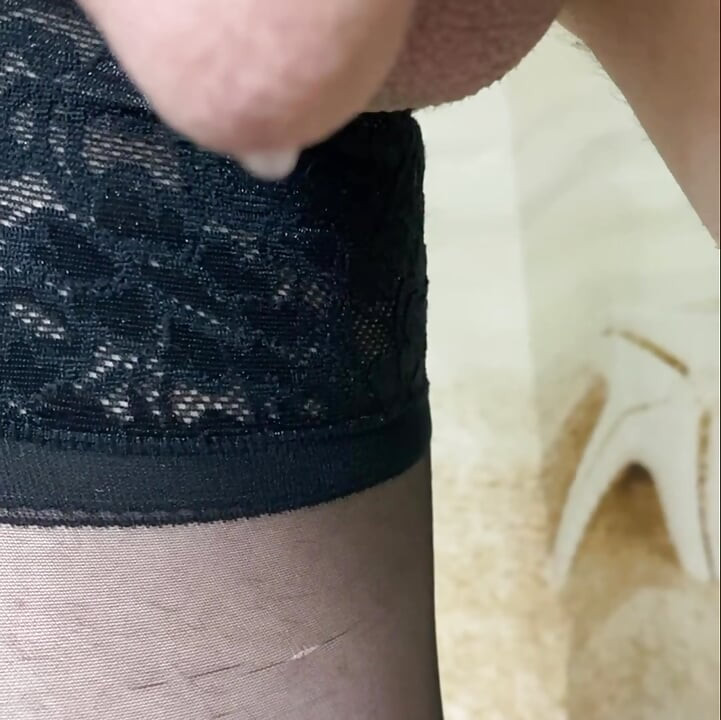 Cum Squirting hands free Compilation from a sissy Crossdresser small dick xlit pussy cock in stockings lingerie high heels